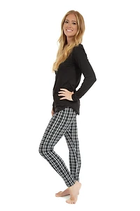 B&W Plaid Checks - Cozy Lined Leggings