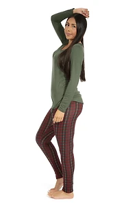 Reddish Plaid - Cozy Lined Leggings