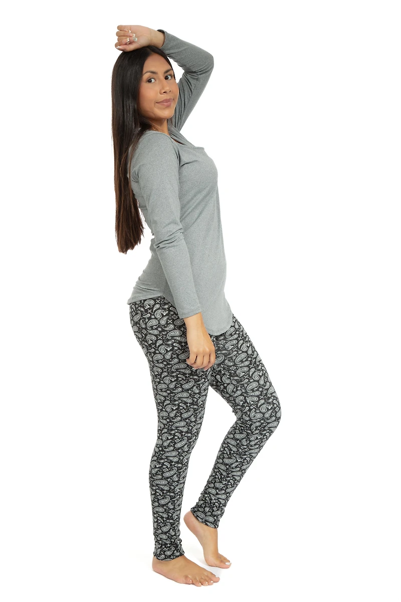 B&W Paisley - Cozy Lined Leggings