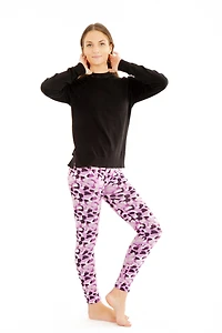 Purple Leopard - Cozy Lined Leggings