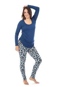 Blue Leopard - Cozy Lined Leggings