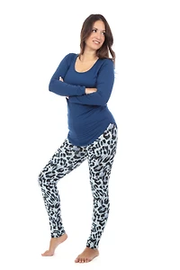 Blue Leopard - Cozy Lined Leggings