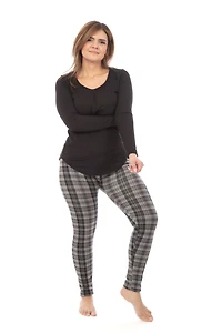 Grey Checkers - Cozy Lined Leggings