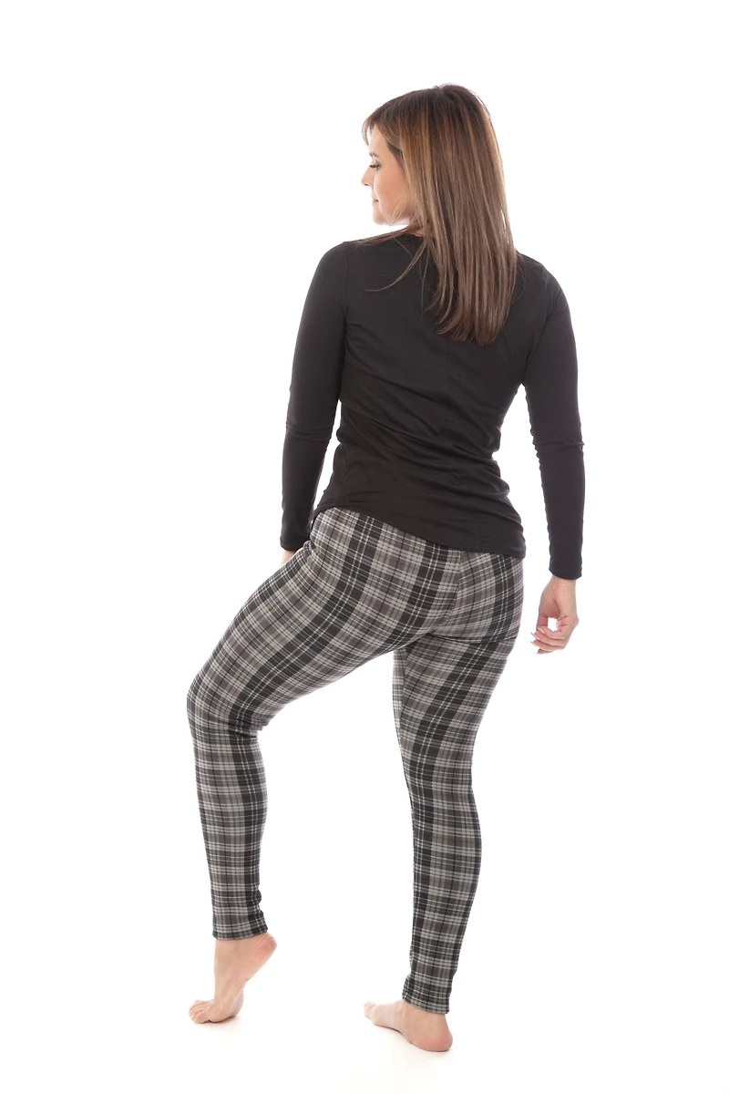 Grey Checkers - Cozy Lined Leggings