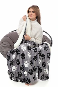 Grey Little Paws - Sherpa Blanket