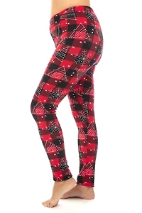 Xmas Tree Plaid - Cozy Lined Leggings
