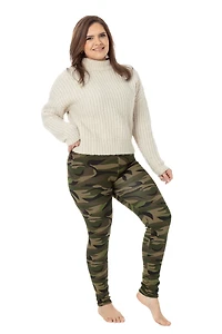Green Camouflage - Cozy Lined Leggings