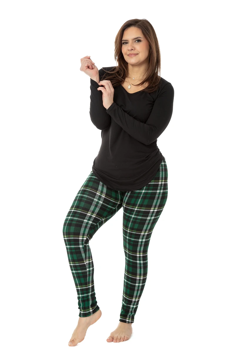 Green Tartan - Cozy Lined Leggings