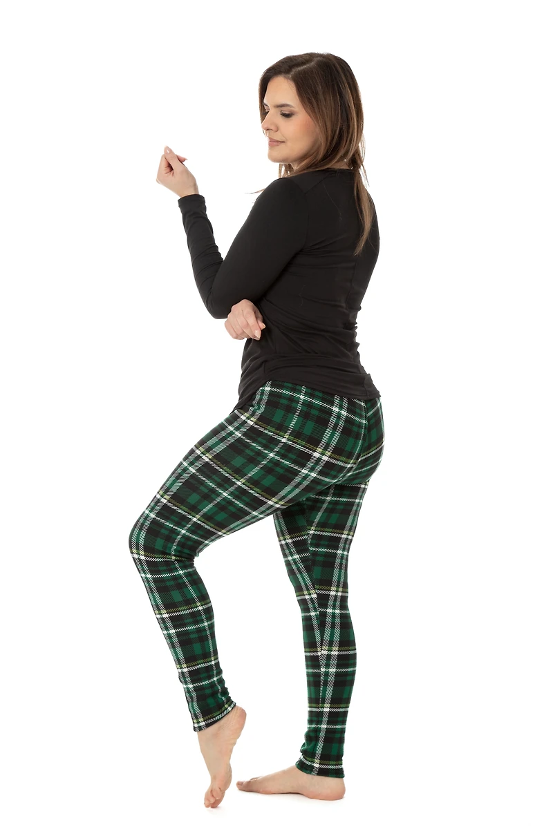 Green Tartan - Cozy Lined Leggings