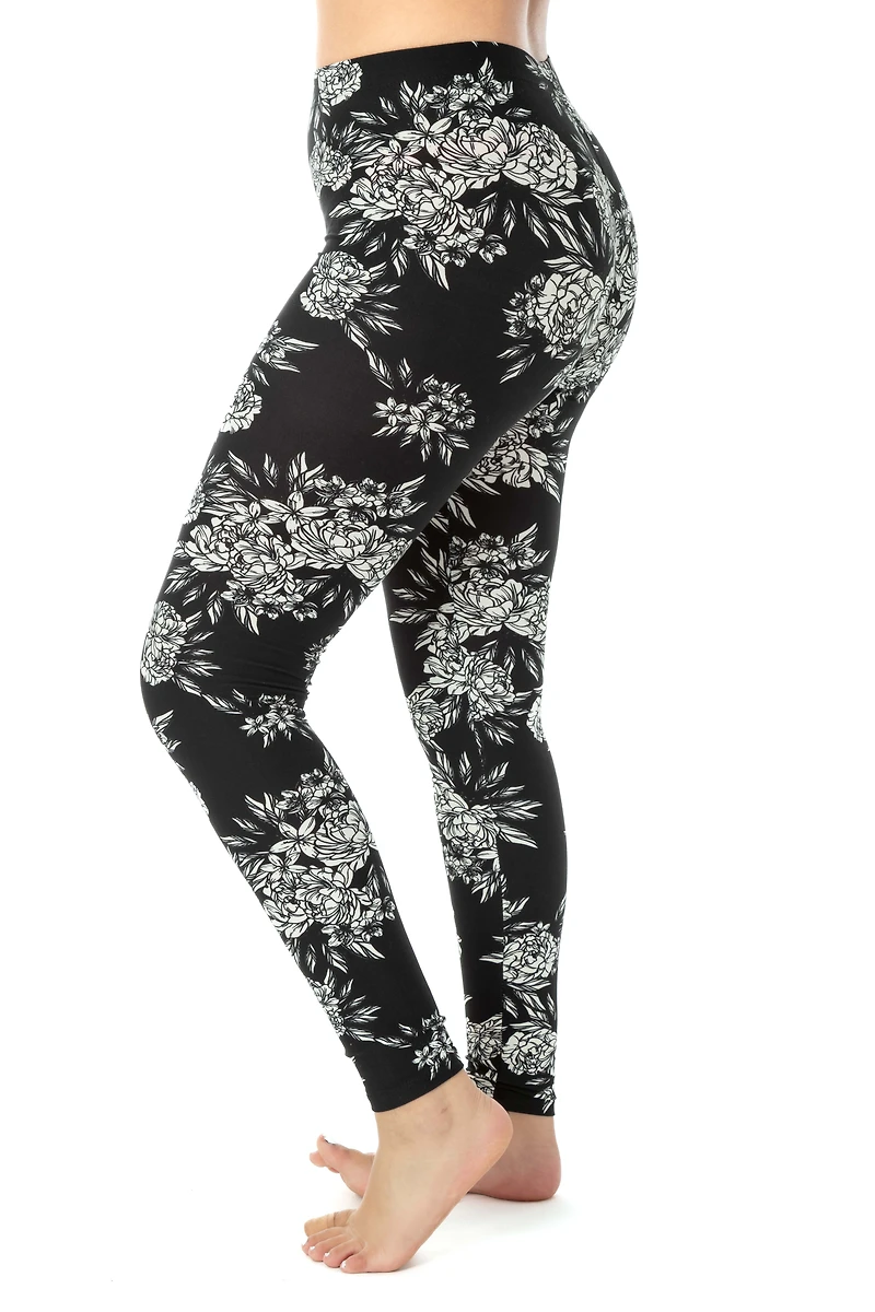 Noir Floral - Legging toutes saisons