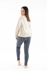 Navy Tartan - Cozy Lined Leggings