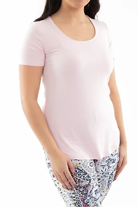 Baby Pink - Short Sleeve Tunic Top