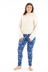 White Blue Garden - Cozy Lined Leggings