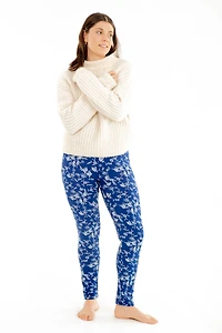 White Blue Garden - Cozy Lined Leggings