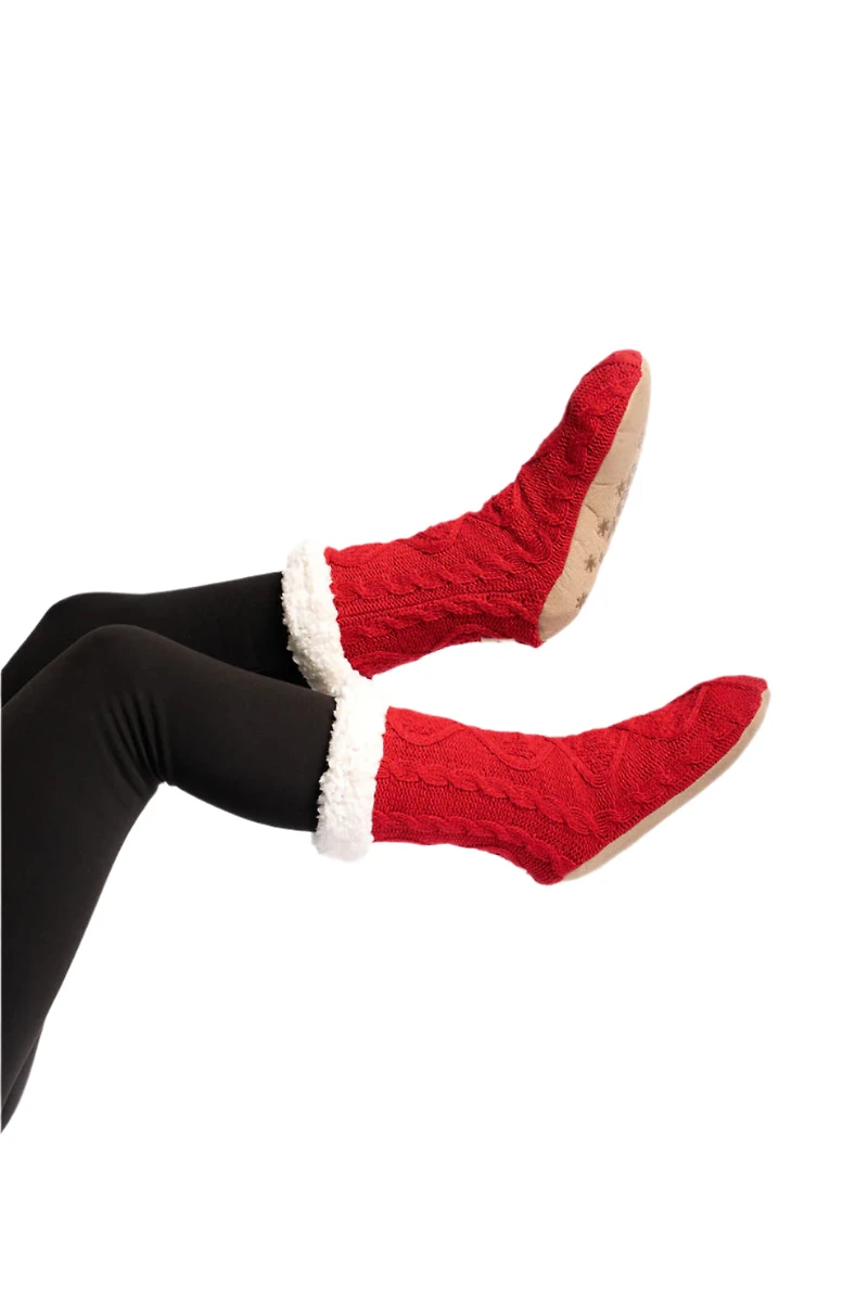 Rouge - Chaussettes pantoufles confortables
