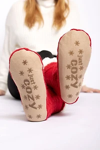 Rouge - Chaussettes pantoufles confortables