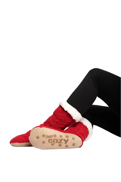 Rouge - Chaussettes pantoufles confortables
