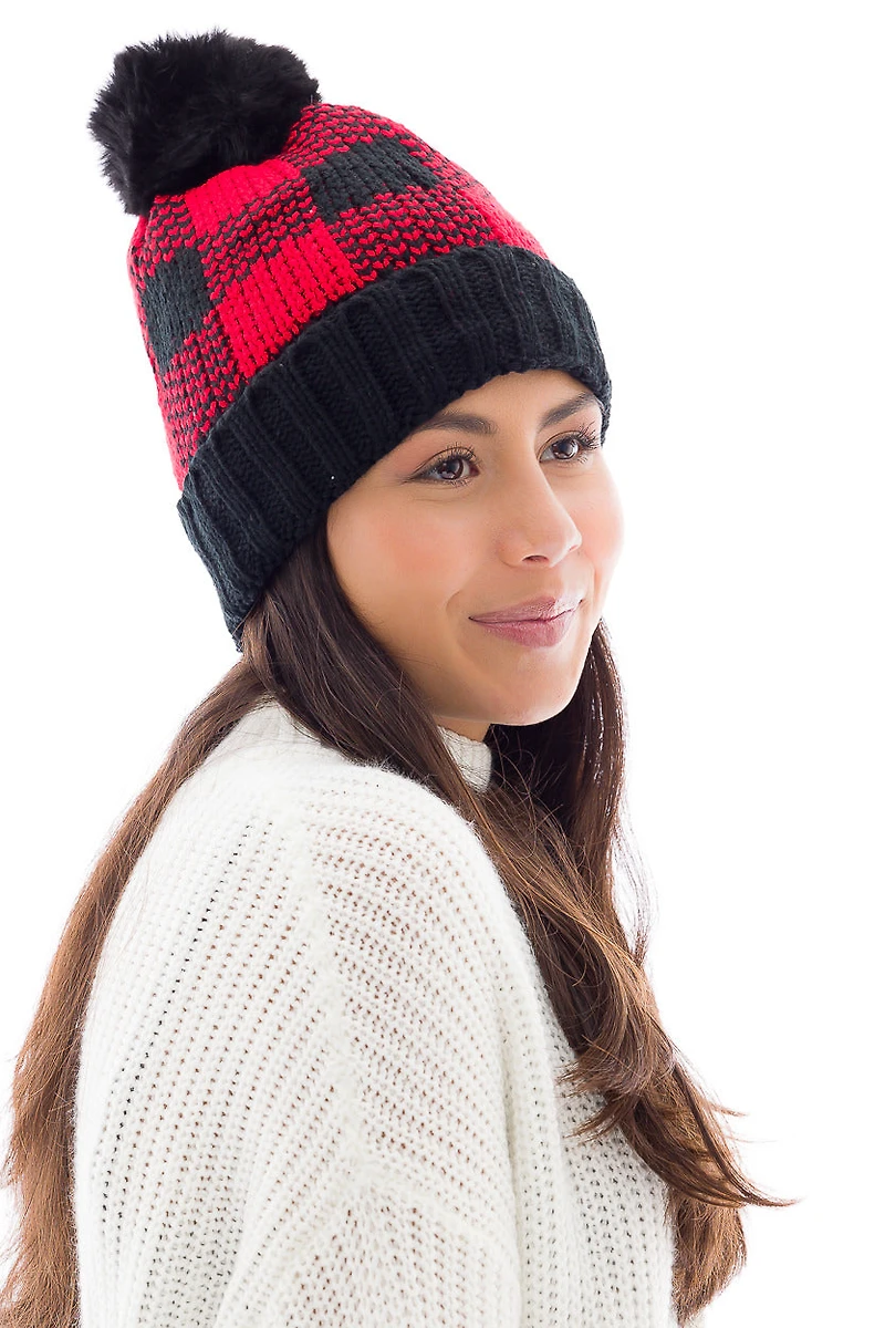 Black & Red - Cozy Lined Hat