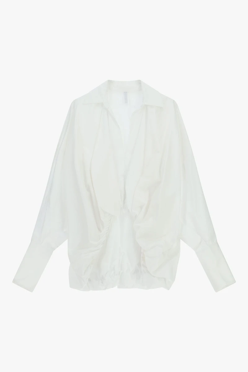 Chemisier oversize en coton avec ourlet froncé