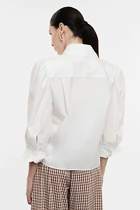 Tie-Front Puff Sleeve Blouse