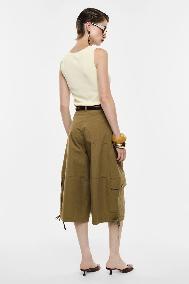 Wide-leg palazzo trousers patch pockets