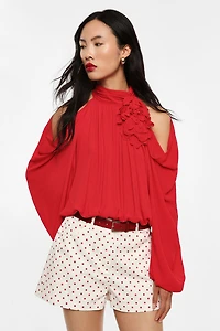 Oversized shirt floral accent