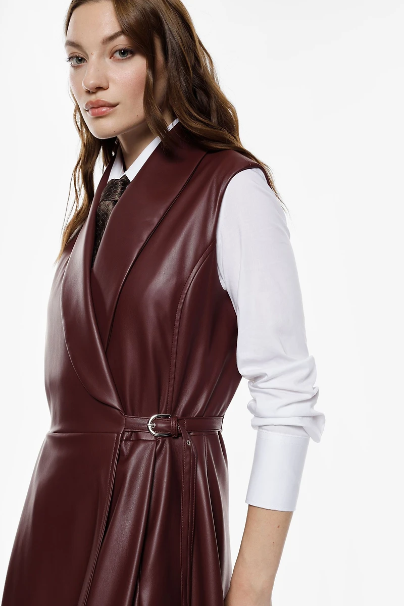 Faux Leather Sleeveless Dress