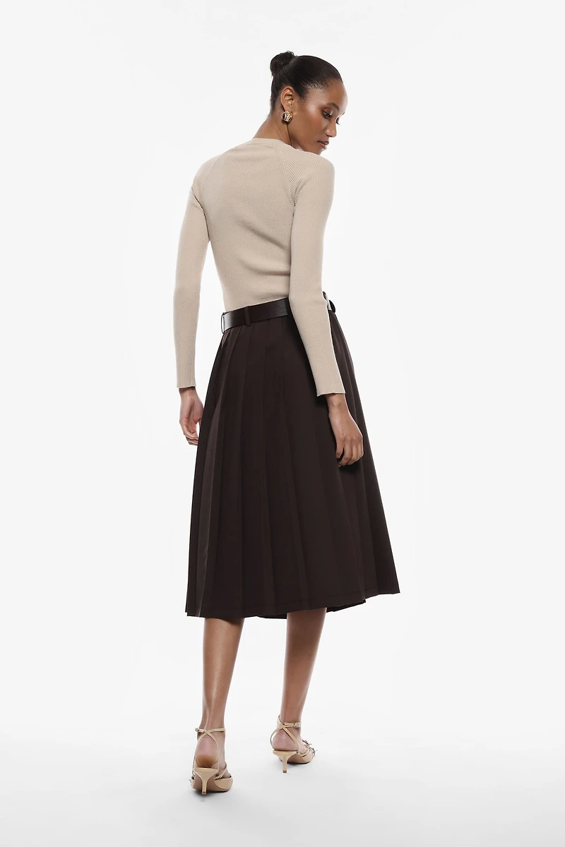 Pleated Skirt With Belt