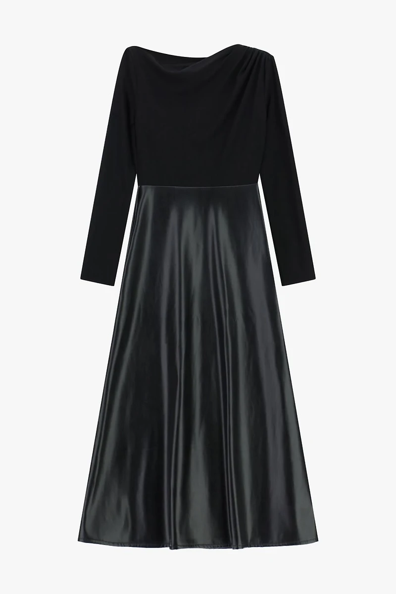 Robe à empiècements en similicuir