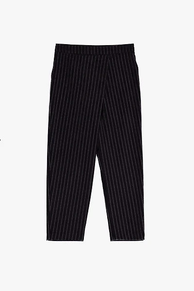 Wrap-effect Pinstriped Trousers