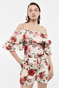 Floral Ruffle Bodysuit