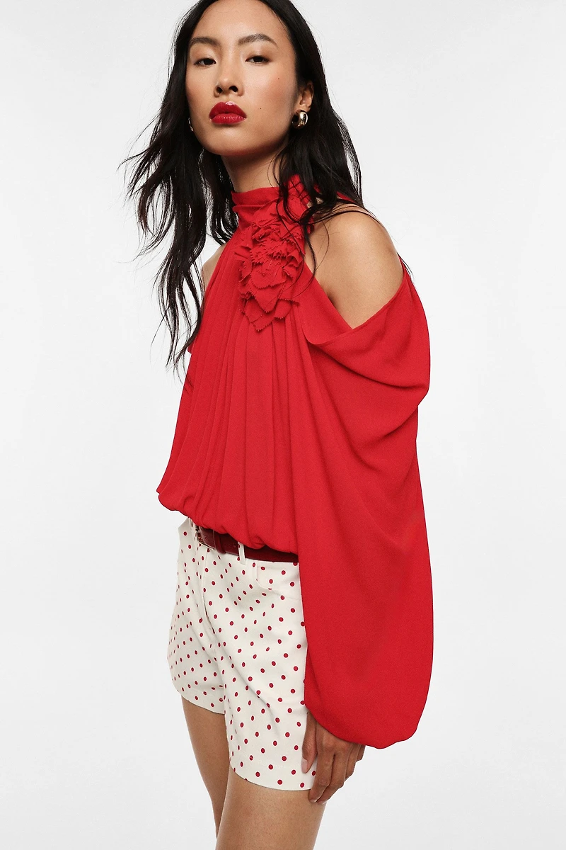 Oversized shirt floral accent