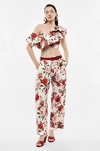 Pantalon large à fleurs