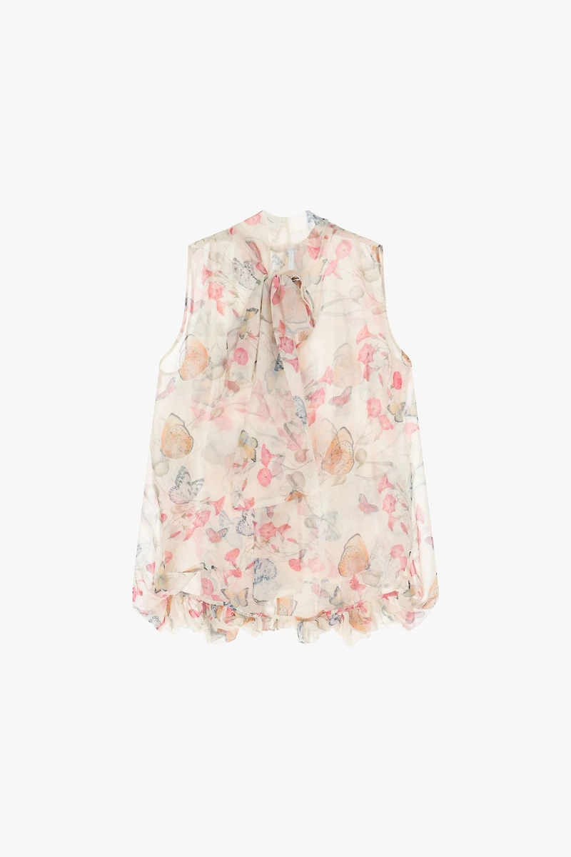 Chemise sans manches à imprimé floral