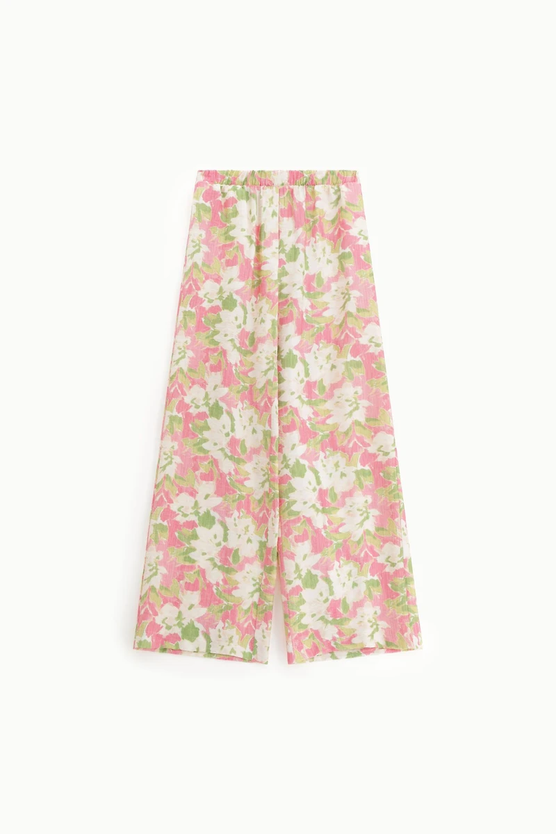 Pantalon palazzo taille haute imprimé