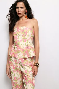 Printed top with straight neckline