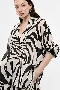 Zebra Print Sheer Blouse