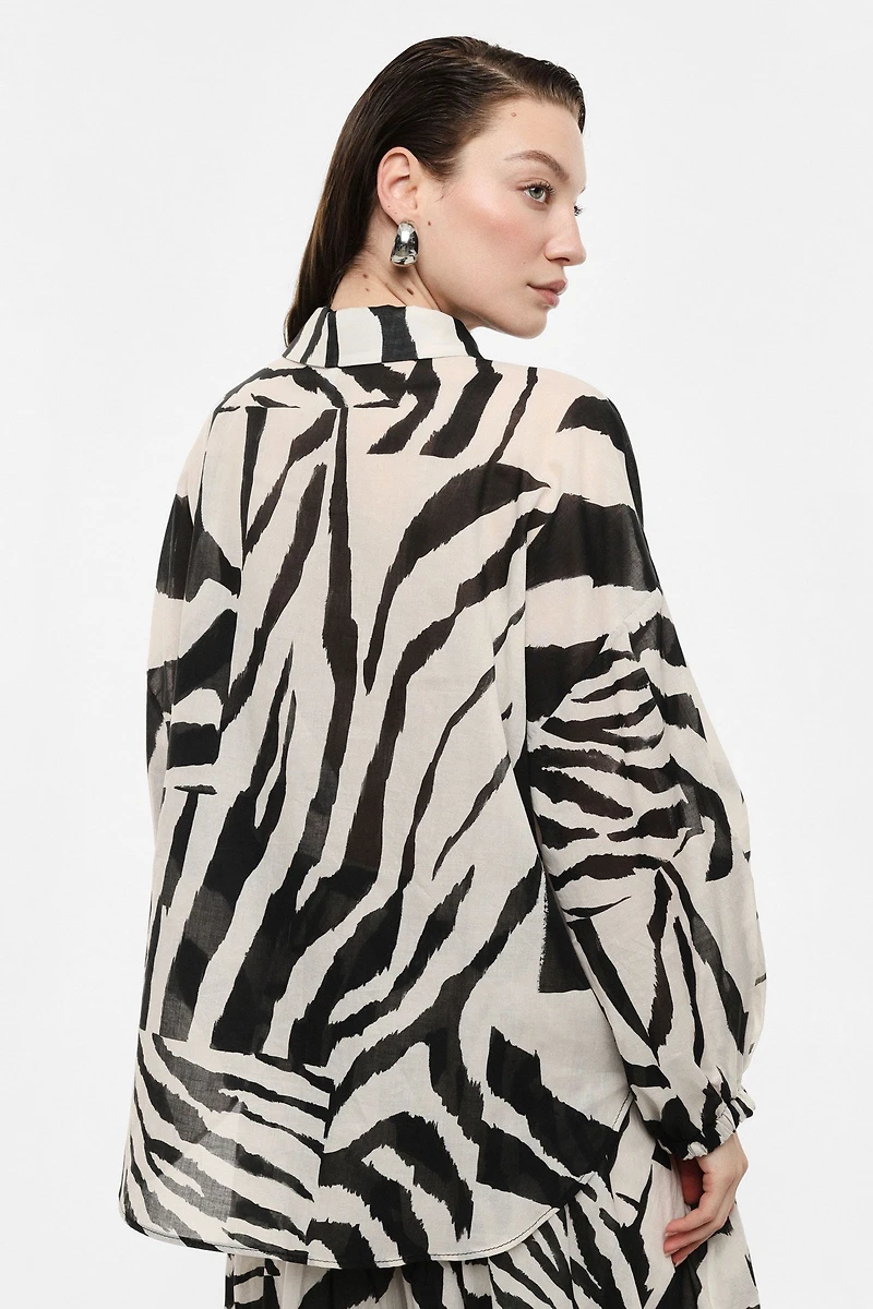 Zebra Print Sheer Blouse