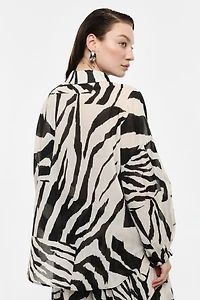 Zebra Print Sheer Blouse
