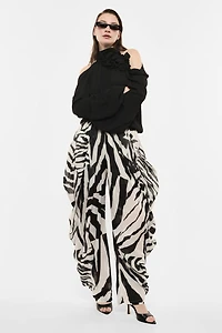 Pantalon drapé imprimé zèbre