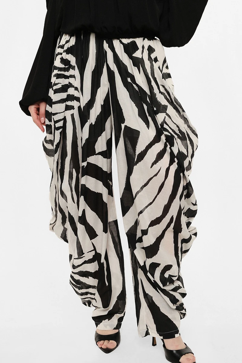 Zebra Print Draped Pants