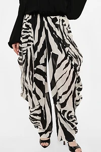 Zebra Print Draped Pants