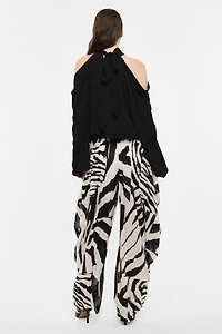 Pantalon drapé imprimé zèbre