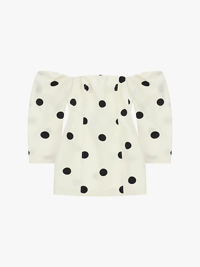 Short dress with polka dots and long sleeves