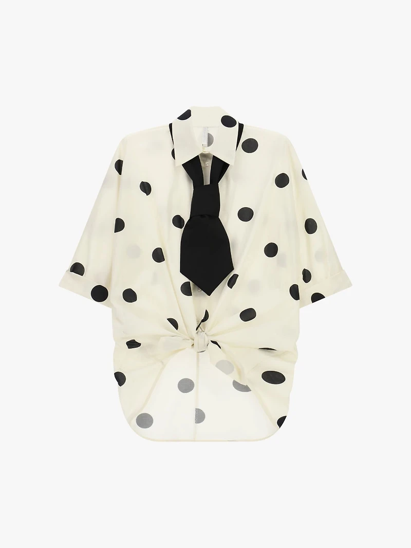 Chemise nouée devant à pois