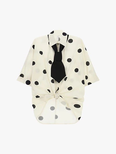 Chemise nouée devant à pois