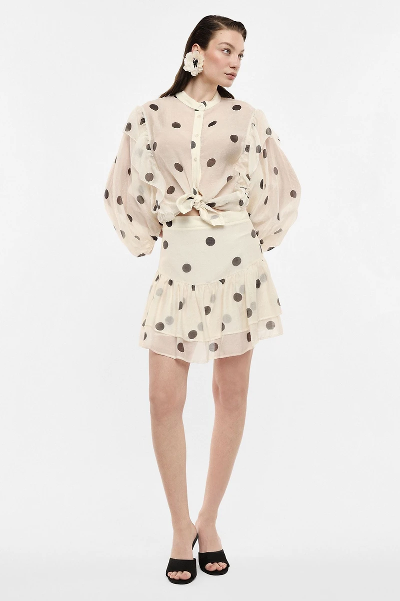 Polka Dot Ruffle Mini Skirt
