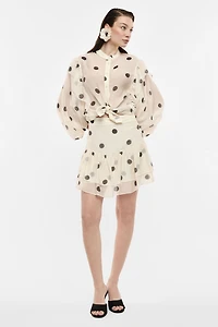 Polka Dot Ruffle Mini Skirt