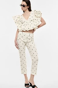Pantalon droit à pois