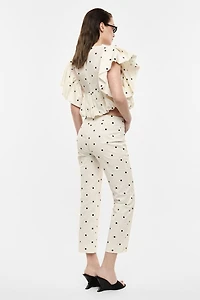 Polka Dot Straight-Leg Pants